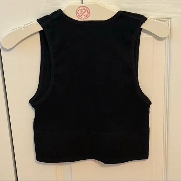 Urban Outfitters Out From Under Hailey Seamless Plunge Cropped Tank in Black - Picture 3 of 4